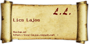 Lics Lajos névjegykártya